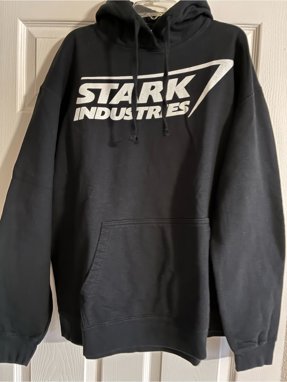Marvel Stark Industries Black Pullover Hoodie with White Logo
